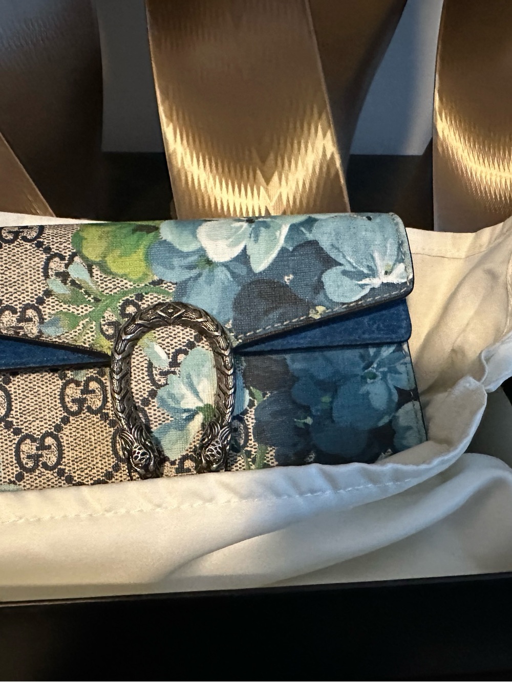 Gucci Dionysus Supermini Blue Leather Shoulder Bag – GHW – Authentic - Picture 1 of 11